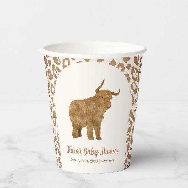 Vasos De Papel Boho Arch Holy Cow Western Baby Shower (Anverso)