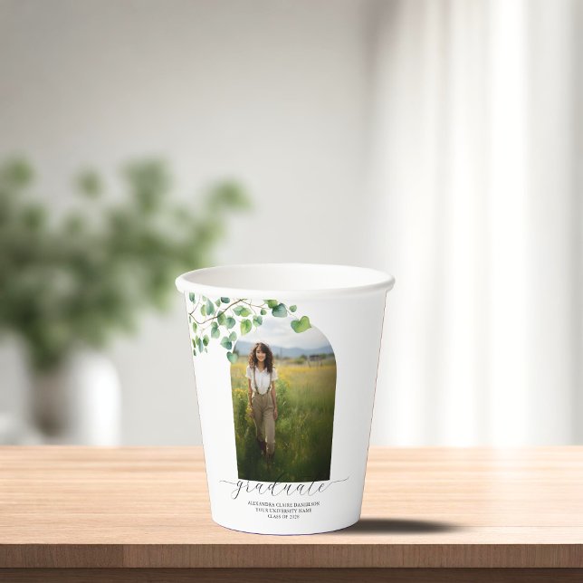 Vasos De Papel Boho Arch Ivy, graduación blanca (Subido por el creador)