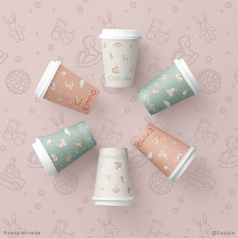 Vasos De Papel Boho Autumn Personalized Baby Shower Paper Cup