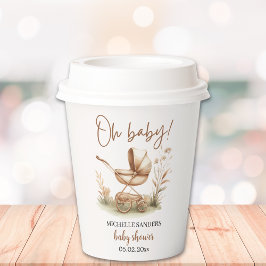 Vasos De Papel Boho Baby Stroller Minimalist Baby Shower