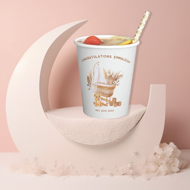 Vasos De Papel Boho Bassinet Nursery Baby Shower (Subido por el creador)