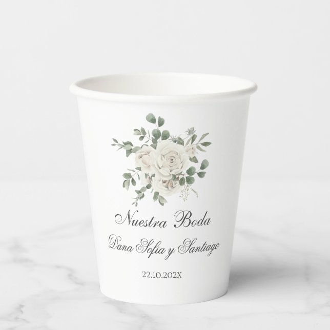 Vasos De Papel Boho Boda español (Anverso)