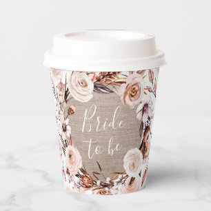 Vasos De Papel Boho Bridal Shower Cups Burlap Novia To Be