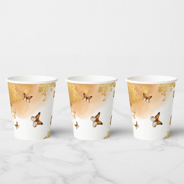 Vasos De Papel Boho Butterflies Copas de papel de Baby Shower (Multi)