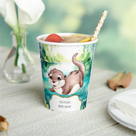 Vasos De Papel Boho Calm Otter Cumpleaños
