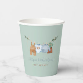Vasos De Papel Boho Clothesline Boy Pastel Libro Verde taza