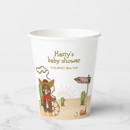 Vasos De Papel Boho Cowboy Bear Western Rodeo Cactus Baby Shower