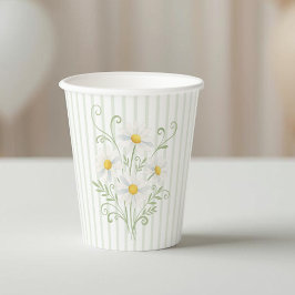 Vasos De Papel Boho Daisy Silly Goose Sage Green Baby Shower