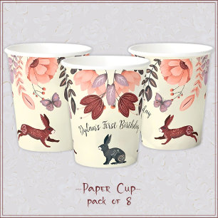 Vasos De Papel Boho dulce arte folklórico conejo mariposa Hygge f