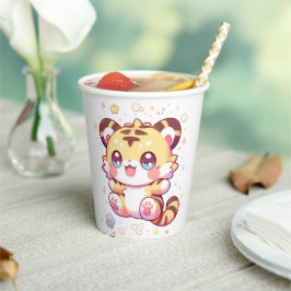 Vasos De Papel Boho Elegant Tiger Baby Shower