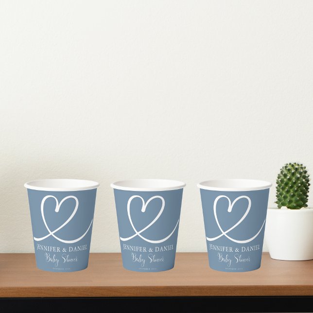 Vasos De Papel Boho elegante manuscrito azul minimalista (Subido por el creador)