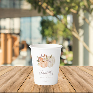 Vasos De Papel Boho Fall Floral Rústica Calabaza Bridal Shower