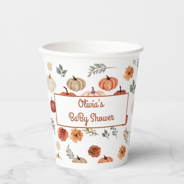 Vasos De Papel Boho Fall Pumpkin Baby Shower (Anverso)