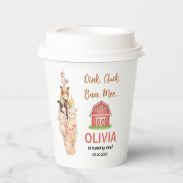 Vasos De Papel Boho Farm Animal 1st Birthday |Cute Rustic Barnyad