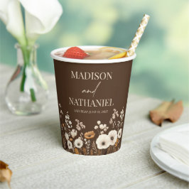 Vasos De Papel Boho Flor silvestre Flor Flor Floral Boda Jardín