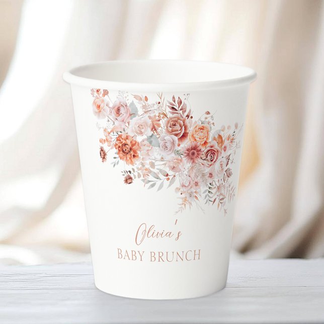 Vasos De Papel Boho Floral Baby Brunch (Subido por el creador)