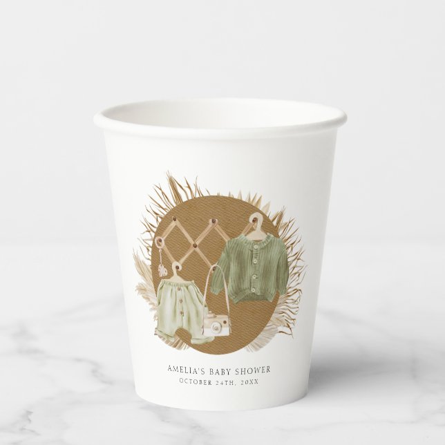 Vasos De Papel Boho Florals Baby Shower (Anverso)