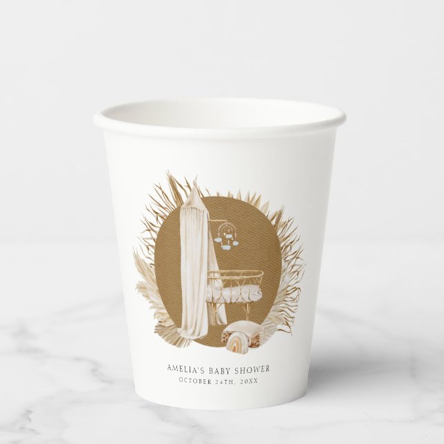 Vasos De Papel Boho Florals Baby Shower (Anverso)