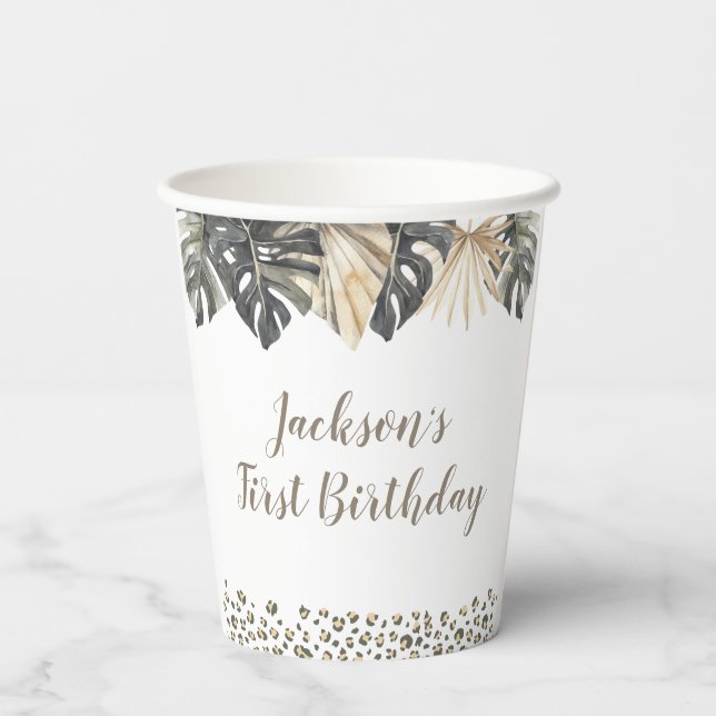Vasos De Papel Boho Green Sage Wild One Birday Paper Cup (Reverso )