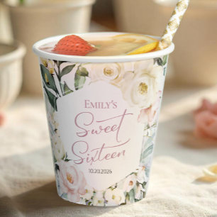 Vasos De Papel Boho Greenery Marco Floral Dulce 16