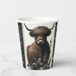Vasos De Papel Boho Highland Cow