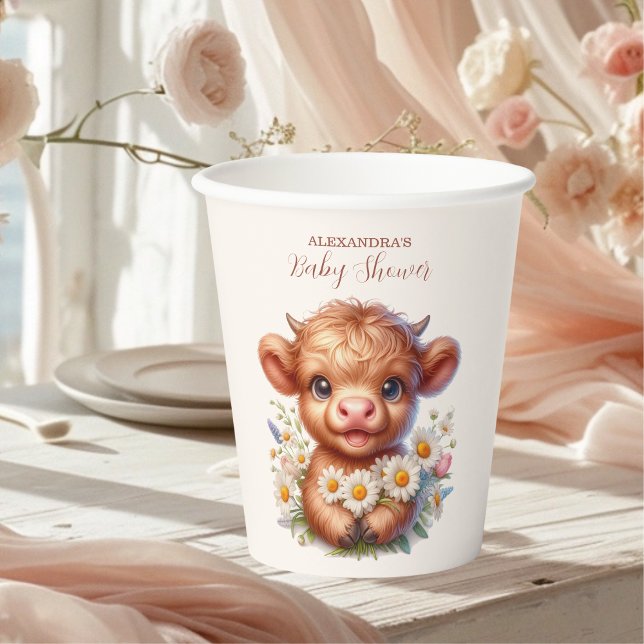 Vasos De Papel Boho Holy Cow Highland Cow Baby Shower (Subido por el creador)