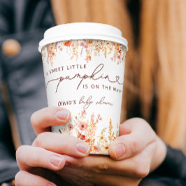 Vasos De Papel Boho Little Pumpkin Fall Wildflowers Baby Shower