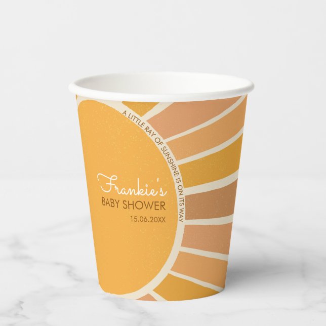 Vasos De Papel Boho Little ray of Sunshine Baby Shower  (Anverso)