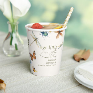 Vasos De Papel Boho Love Bug Insects Dragonfly baby ducha