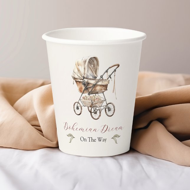Vasos De Papel Boho Moda Bear Air Balloon Baby Shower taza de pap (Boho Chic Bear Air Balloon Baby Shower Paper cup
)