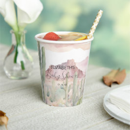 Vasos De Papel Boho Modern Desert Nature Cactus Baby Shower