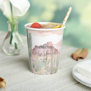 Vasos De Papel Boho Modern Desert Nature Cactus Baby Shower