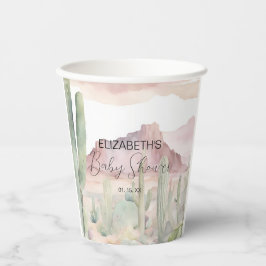 Vasos De Papel Boho Modern Desert Nature Cactus Baby Shower