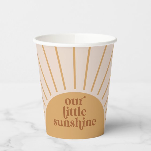 Vasos De Papel Boho Nuestra Pequeña Cumpleaños Soleado (Izquierda)