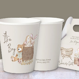 Vasos De Papel Boho Nursery Teddy Bear Personalizado Neutral