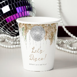 Vasos De Papel Boho Papmas Grass Disco Ball Fiesta de cumpleaños