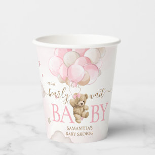 Vasos De Papel Boho Pink Bear Balloon Baby Shower