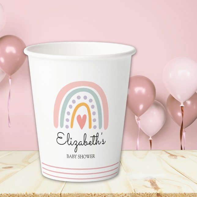 Vasos De Papel Boho Rainbow | Modern Pastel Baby Shower Girl (Subido por el creador)