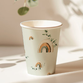 Vasos De Papel Boho rainbows eucalyptus vivero ducha de bebé