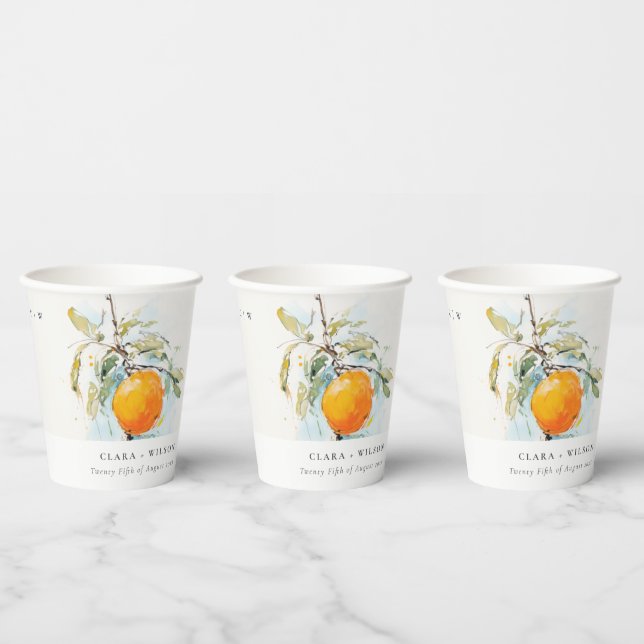 Vasos De Papel Boho Resumen Boetchy Naranja Boda Jardín (Multi)