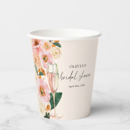Vasos De Papel Boho Rubor Rosa Floral Champán