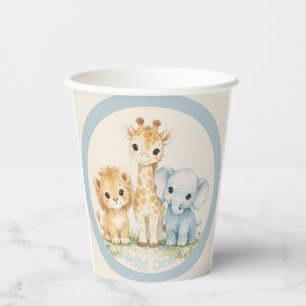 Vasos De Papel Boho Safari Animal Azul Oscuro Cute Baby Shower