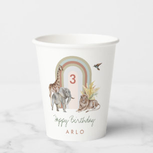 Vasos De Papel Boho Safari Animals y fiesta de cumpleaños del Arc