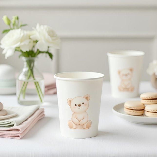 Vasos De Papel Boho Teddy Bear Baby Shower  (Subido por el creador)