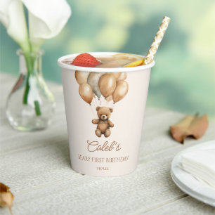 Vasos De Papel Boho Teddy Bear Beary First Birday Party