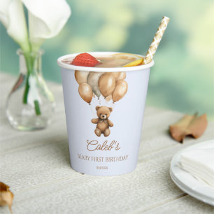 Vasos De Papel Boho Teddy Bear Beary First Birday Party