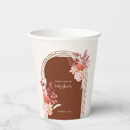 Vasos De Papel Boho Terracotta Floral Arch Baby Shower