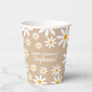 Vasos De Papel Boho Terracotta Sand Retro Daisies Fiesta de Cumpl