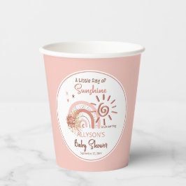 Vasos De Papel Boho Un pequeño rayo de luz solar Chica Baby Showe