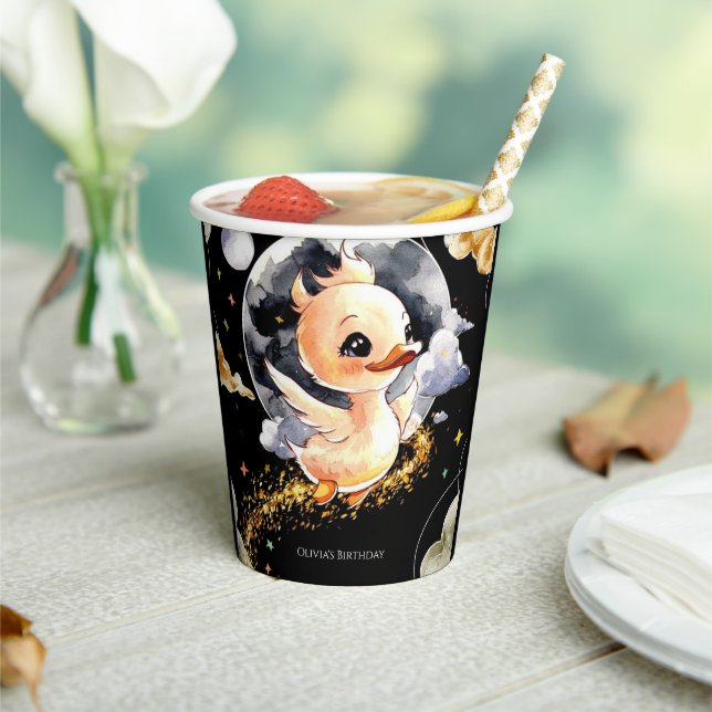 Vasos De Papel Boho Watercolor Duck Birthday (in situ)